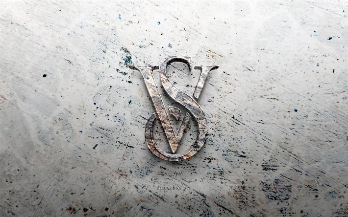 logotipo da pedra victorias secret, 4k, fundo de pedra, logo victoria's secret 3d, marcas, criativo, logotipo da victoria's secret, arte grunge, victoria's secret