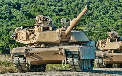 Abrams M1A2, American main battle tank, M1 Abrams, sand camouflage, modern armored vehicles, tanks