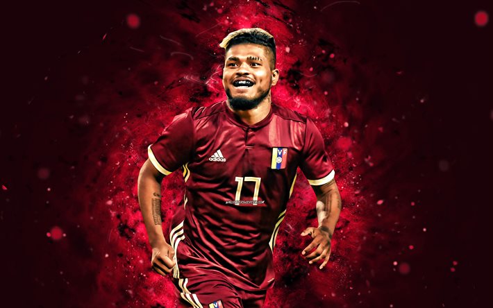 josef martinez, 4k, 2022, venezuelas landslag, fotboll, fotbollsspelare, lila neonljus, venezuelanskt fotbollslag, josef martinez 4k