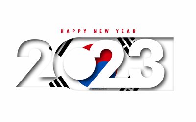 feliz año nuevo 2023 corea del sur, fondo blanco, corea del sur, arte mínimo, conceptos de corea del sur 2023, corea del sur 2023, fondo de corea del sur 2023, 2023 feliz año nuevo corea del sur