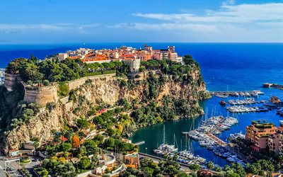 l'été, baie, bateau, maison, Monte-Carlo, Monaco