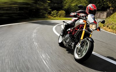 motociclista, strada, Ducati Monster S4r, moto, velocità