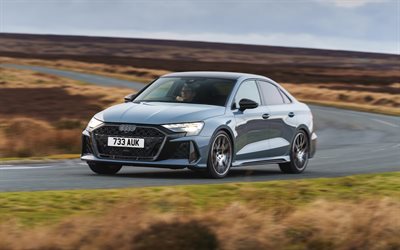 Audi RS 3, 4k road, 2025 cars, UK-spec, headlights, 2025 Audi RS 3, german cars, Audi