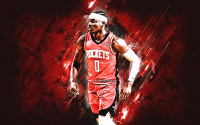 vacaciones de aaron, cohetes de houston, nba, jugador de baloncesto estadounidense, fondo de piedra roja, arte grune, eeuu, asociación nacional de baloncesto, baloncesto