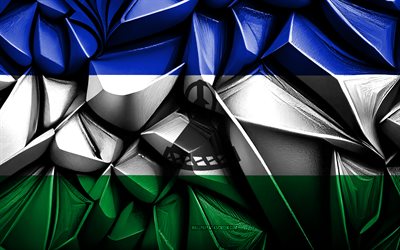 Flag of Lesotho, 4k, 3d creative texture, Lesotho 3d flag, Africa, Lesotho flag, 3d art, Lesotho, flag of African countries