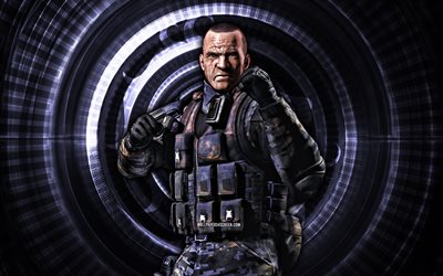 sergent des forces spéciales, 4k, fond en spirale gris, mortal kombat mobile, créatif, kombat mortel, sergent de forces spéciales mk mobile, personnages mortels de kombat