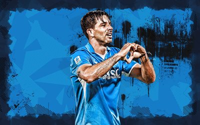 4k, giovanni simeone, sfondo blu grunge, ssc napoli, serie a, calciatori argentina, giovanni simeone 4k, calcio, napoli fc, giovanni simeone napoli