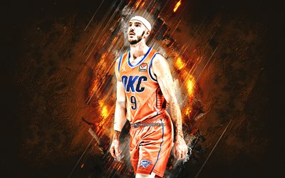 alex caruso, oklahoma city thunder, jugador de baloncesto estadounidense, fondo de piedra naranja, nba, arte grune, baloncesto, alex michael caruso