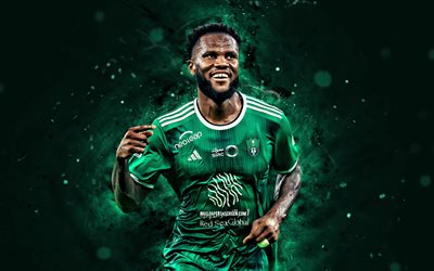 franck kessie, 4k, néons verts, al ahli sfc, saudi pro league, footballeurs ivoiriens, franck kessie 4k, football, al ahli fc, club de football saoudien al ahli, franck kessie al ahli