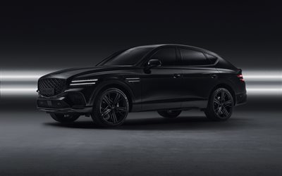 genesis gv80 coupé, 4k, studio, 2025 autos, luxusautos, black genesis gv80 coupé, 2025 genesis gv80 coupé, koreanische autos, genesis