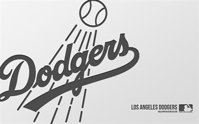 ロサンゼルスドジャースロゴ, 4k, 白い背景, カーボンアート, ロサンゼルスドジャースエンブレム, アメリカン野球クラブ, mlb, アメリカ合衆国, ロサンゼルスドジャース, 野球, メジャーリーグ野球