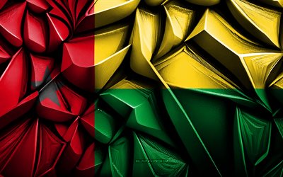 bandera de guinea bissau, 4k, textura creativa 3d, bandera 3d de guinea bissau, áfrica, arte 3d, guinea bissau, bandera de países africanos