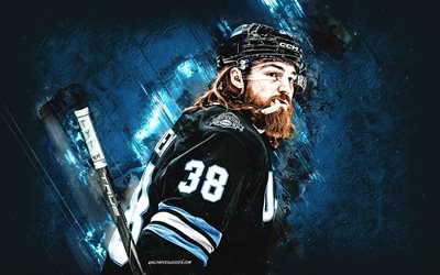 liam o'brien, utah mammoth, kanadalainen jääkiekkoilija, sininen kivi tausta, grunge, nhl, usa, jääkiekko, national hockey league, liam o'brien utah mammoth