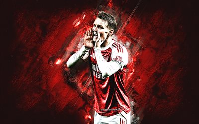 Martin Odegaard, Arsenal FC, Norwegian footballer, football stars, grunge art, Arsenal, Premier League, England, red stone background, football, Martin Odegaard Arsenal