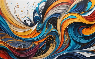 4k, colorful abstract waves, paint art, abstract curves, retro art, abstract vortex, artwork, colorful abstraction, abstract wavy background, abstract waves, abstract backgrounds