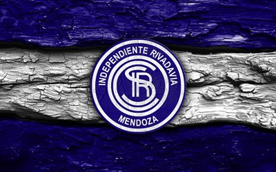 CS Independiente Rivadavia wooden logo, 4k, blue white wooden background, Argentina Primera Division, soccer, CS Independiente Rivadavia logo, football, CS Independiente Rivadavia, Argentine football club, Independiente Rivadavia FC