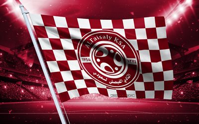 4k, logotipo de al faisaly fc, club de fútbol saudí, bandera del estadio, bandera de los aficionados del al faisaly fc, bandera blanca roja, emblema del al faisaly fc, liga profesional saudí, arabia saudita, fútbol americano, al faisaly fc, al faisaly