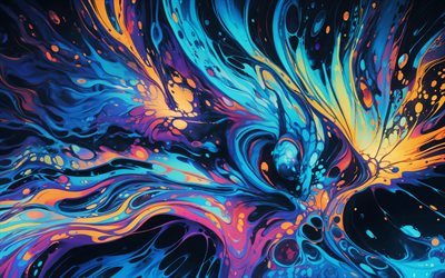 منحنيات ملونة, 4k, مبدع, بقع الطلاء, التجريد الملونة, موجات مجردة ملونة, خلفية متموجة مجردة, منحنيات مجردة, عمل فني, موجات مجردة, خلفيات مجردة