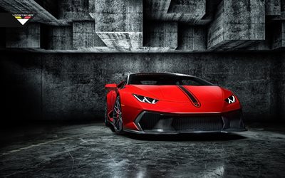 Vorsteiner, tuning, Lamborghini 2016 guarda gratis, Edizione Novara, vista frontale, Super car, guardare il rosso