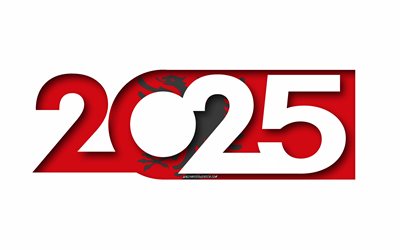 2025 Albania, white background, Albania, minimal art, 2025 Albania concepts, Albania 2025, flag of Albania, 2025 USA background, Albania flag