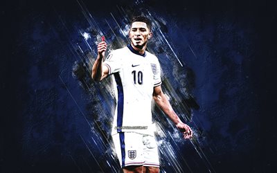 jude bellingham, équipe nationale de football de l'angleterre, footballeur anglais, fond de pierre bleue, grunge, angleterre, football, ligue des nations, jude bellingham england