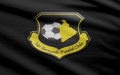 logo di tessuto sao bernardo fc, 4k, sfondo in tessuto nero, serie brasiliana c, bokeh, calcio, logo sao bernardo fc, emblema sao bernardo fc, sao bernardo fc, club di calcio brasiliano, fc sao bernardo