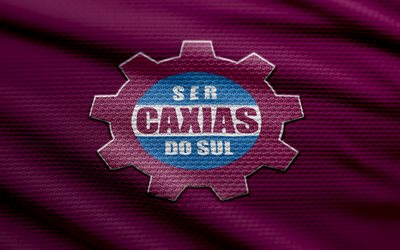 SER Caxias do Sul fabric logo, 4k, violet fabric background, Brazilian Serie C, bokeh, soccer, SER Caxias do Sul logo, football, SER Caxias do Sul emblem, SER Caxias do Sul, brazilian football club, SER Caxias do Sul FC
