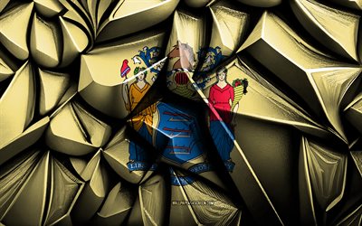 علم نيو جيرسي, 4k, ثلاثي الأبعاد الملمس الإبداعي, علم نيو جيرسي 3d, الولايات المتحدة الأمريكية, الفن ثلاثي الأبعاد, نيو جيرسي, علم الدول الأمريكية, علم ولاية نيو جيرسي