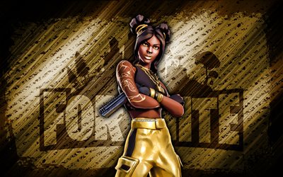 fortnite de luxe, 4k, fond de diagonale brun, grunge, fortnite, œuvres d'art, peau de luxe, personnages fortnite, luxueux, peau de luxe de fortnite