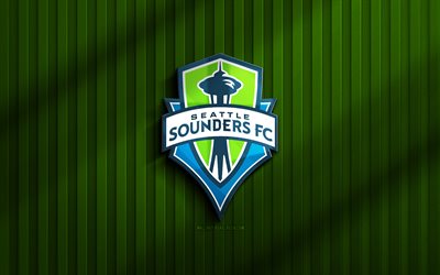 4k, Seattle Sounders 3D logo, MLS, green 3D background, soccer, Seattle Sounders emblem, Seattle Sounders logo, Seattle Sounders, football, american soccer club, Seattle Sounders FC