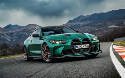 4k, bmw m4 cs, レースウェイ, 2024車, スーパーカー, g82, グリーンbmw m4, hdr, bmw m4 g82, ドイツの車, bmw