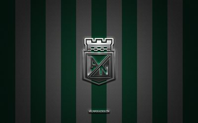 logo nacional atletico, colombia football club, categoria primera a, background di carbonio bianco verde, emblema nacionale dell'atletico, calcio, atletico nacional, colombia, nacionale