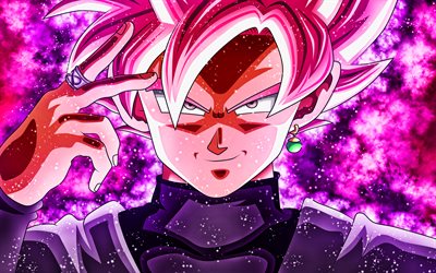 4k, Black Goku, Dragon Ball, antagonist, Dragon Ball Super, DBS, Supa Saiya-jin Roze, abstract art, Super Saiyan Rose, Black Goku DBS, Black Goku Dragon Ball, Goku Burakku, DBS characters, Son Goku Black