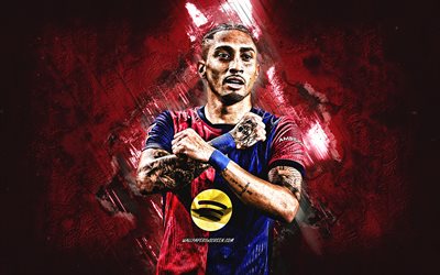라핀 하, fc 바르셀로나, 목표 축하, 부르고뉴 스톤 배경, 그런지 예술, 브라질 축구 선수, la liga, 스페인, 축구, 라파엘 디아스 벨로리, raphinha barcelona