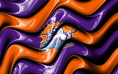 logotipo 3d de los osos solares de orlando, 4k, ondas 3d violeta naranja, echl, hockey, bandera de los osos solares de orlando, creativo, logotipo de los osos solares de orlando, emblema de los osos solares de orlando, equipo de hockey americano, osos solares de orlando