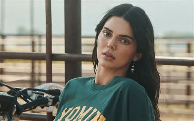 4k, kendall jenner, retrato, sesión de fotos de moda, celebridad americana, belleza, modelos de moda americanos, mujer morena, estrellas de cine, actriz estadounidense, hermanas jenner