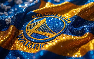 Golden State Warriors diamonds logo, 4k, blue yellow diamonds background, NBA, Golden State Warriors logo, gems art, Golden State Warriors emblem, USA, Golden State Warriors, basketball