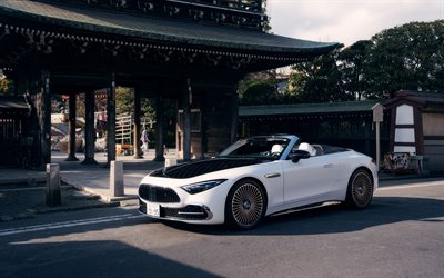 4k, मर्सिडीज मेबैक एसएल 680 मोनोग्राम श्रृंखला, गली, ट्यूनिंग, 2026 कारें, आर232, सफ़ेद कैब्रियोलेट, जर्मन कारें, मर्सिडीज maybach, मर्सिडीज