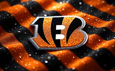 Cincinnati Bengals gems logo, 4k, black orange gems background, Cincinnati Bengals logo, Cincinnati Bengals emblem, USA, Cincinnati Bengals, American football, NFL