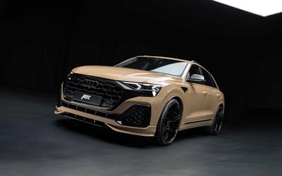 2026, audi q8 abt, 4k, vista frontal, exterior, sintonización del audi q8, audi q8 beige, coches alemanes, nuevo audi q8 2026, audi