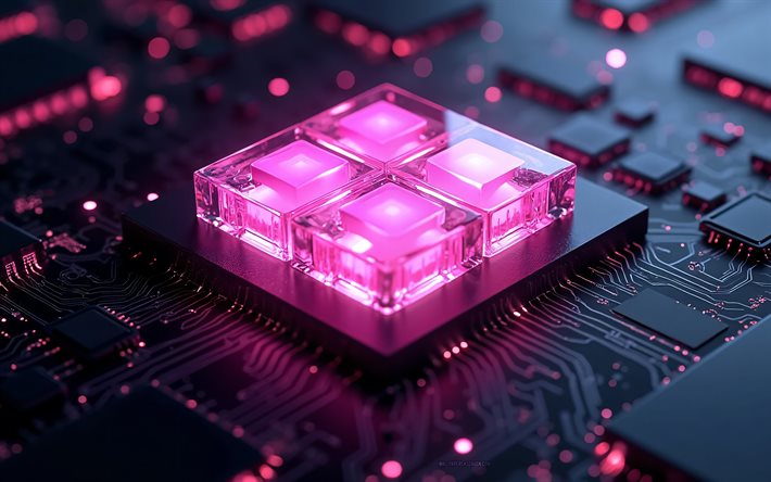 Download Windows 11 glowing pink logo, 4k, Windows 11 sign, Windows 11 ...