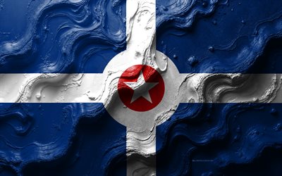 इंडियानापोलिस झंडा, 4k, पत्थर की लहर बनावट, अमेरिकी शहरों के झंडे, इंडियानापोलिस का झंडा, 3डी इंडियानापोलिस ध्वज, यूएसए, इंडियानापोलिस शहर का झंडा, इंडियानापोलिस, इंडियाना