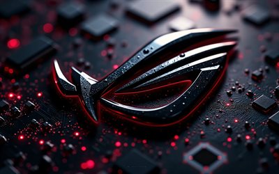 asus rog svart logotyp, 4k, republic of gamers, svart teknik bakgrund, rött ljus, asus rog emblem, grunge konst, asus rog stålskylt, asus rog logotyp, svart techno bakgrund, asus rog, rog logotyp, rog