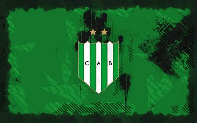 logotipo de ca banfield grunge, 4k, división de primera argentina, fondo de grunge verde, fútbol, ca banfield emblema, fútbol americano, logotipo de ca banfield, ca banfield, club de fútbol argentino, banfield fc