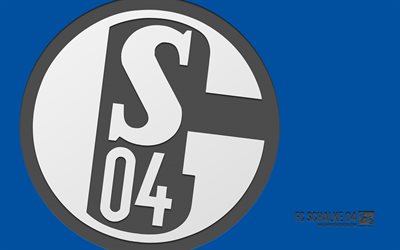 شعار fc schalke 04, 4k, خلفية زرقاء, فن الكربون, fc schalke 04 emblem, نادي كرة القدم الألماني, البوندسليجا 2, ألمانيا, fc schalke 04, كرة القدم, شالك 04