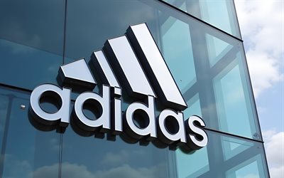 logo 3d adidas, 4k, vetro colorato, creativo, marchi di moda, logo white adidas, adidas shop, marchi, opera d'arte, logo adidas, adidas