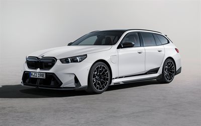 2025, bmw m5 touring, g99, 4k, exterior, vista frontal, nuevo white m5 g99, touring white bmw m5, autos alemanes, bmw m5, bmw