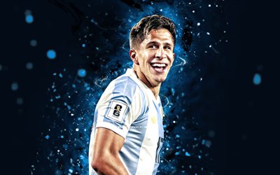 giuliano simeone, 4k, luces neones azules, equipo de fútbol nacional de argentina, conmobol, futbolistas argentinos, giuliano simeone 4k, fútbol americano, fútbol, equipos nacionales, giuliano simeone baldini, afa, equipo de giuliano simeone argentina