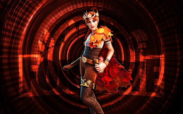 die herbst  königin fortnite, 4k, roter spiralhintergrund, fortnite, kreativ, die herbst  queen  haut, fortnite die herbst  queen  haut, die herbstkönigin, fortnite  charaktere