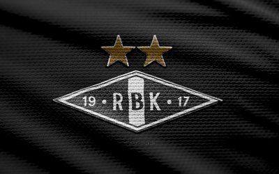 Rosenborg BK fabric logo, 4k, black fabric background, Eliteserien, bokeh, soccer, Rosenborg BK logo, football, Rosenborg BK emblem, Rosenborg BK, Norwegian football club, Rosenborg FC